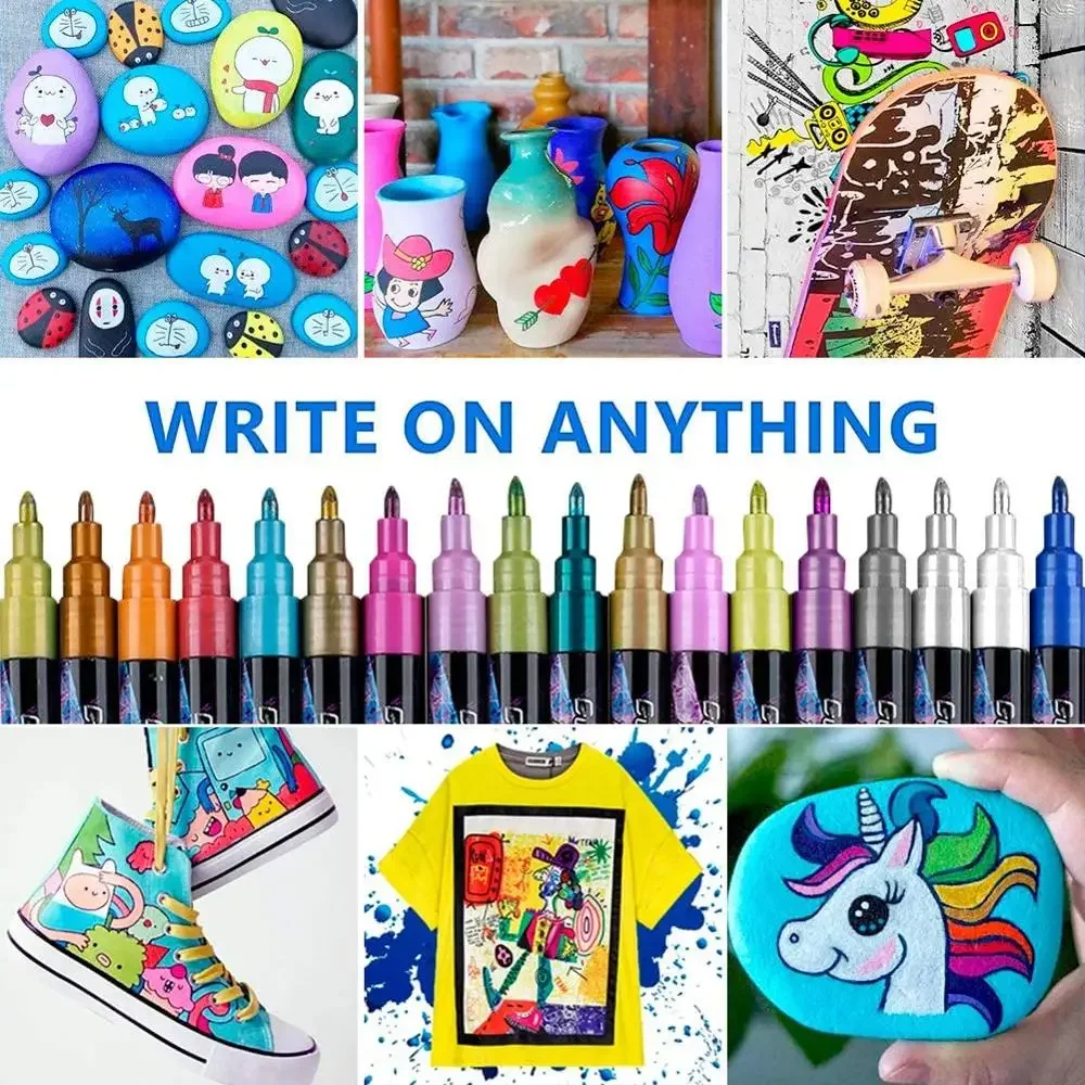 6/12/18/24 색상 0.7mm 금속 마커 펜 세트 DIY 드로잉 낙서 그림 학교 미술 공급 편지지