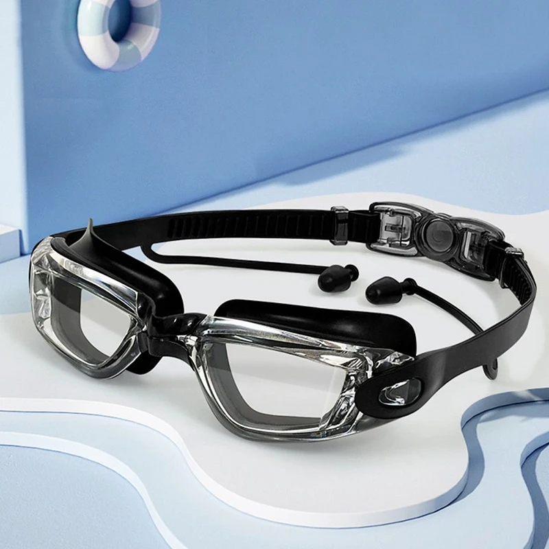 Diving Goggles With Earplugs Swimming Diving Goggles With Prescription Silicone Swimming Pool Anti-fog Glasses Diving Goggles adluts silicone swimming goggles swimming glasses with earplugs and nose clip electroplate gray blue очки для плавания