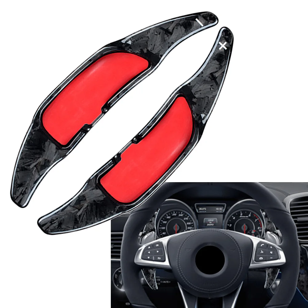 

1Set Forged Carbon Fiber Car Steering Wheel Paddle Shifter Extension 2Pcs For Mercedes Benz AMG A45 C63 E63 S65 CLA45 CLS63