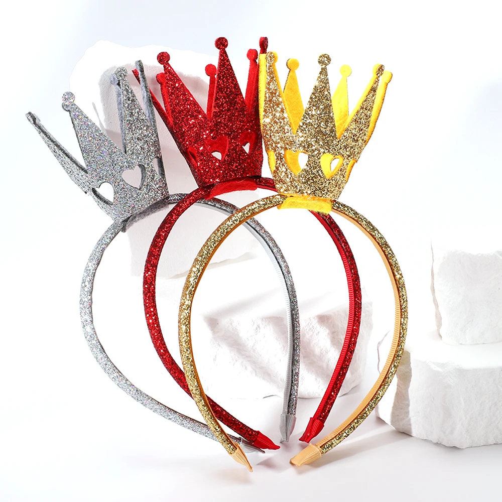 

1Piece Kids Glitter Hoop Shiny Tiaras 3D Crown Hairbands for Girls Sparkling Festival Princess Headwear Hair Accessories Gifts