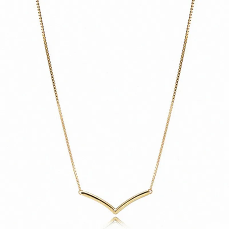 

Original Moments Gold Color Shining Wish Necklace For Women 925 Sterling Silver Bead Charm Necklace Fashion Jewelry