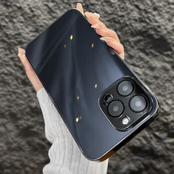 Premium Shockproof Tempered Glass Case with Plating Frame and Mirror Lens Protection - iPhone 13 (Black)