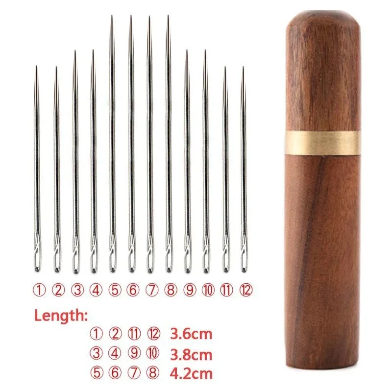 Beading Needle Stainless Steel Needle for Sewing Household Threading Apparel Manual DIY Jewerly Beading Needles Big Hole Blind Needle 12Pcs/set