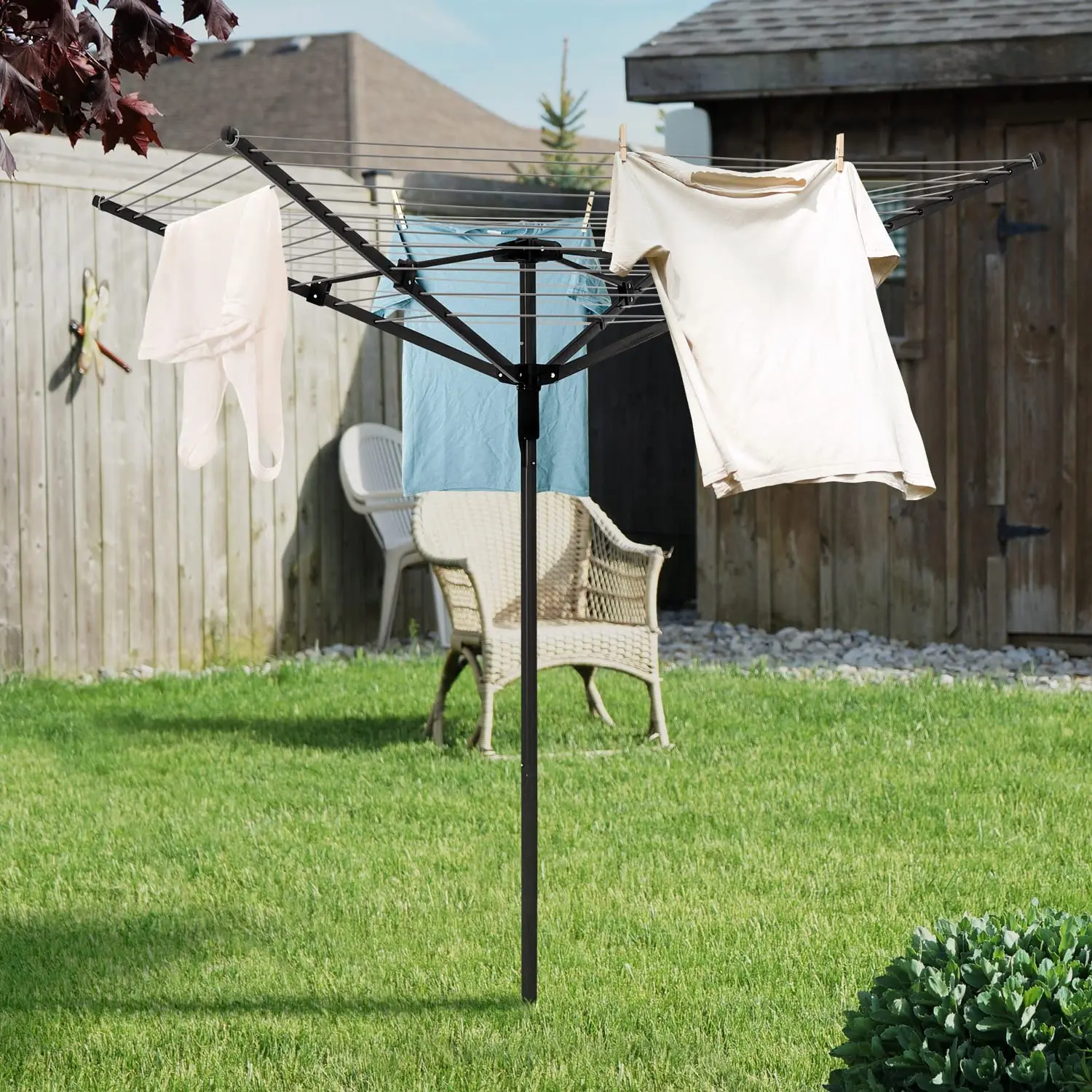 Rotary Outdoor Umbrella Clothes Drying Rack Cover Waterproof Weather Resistant Foldable Protection Cover Tear Resistant with Zipper