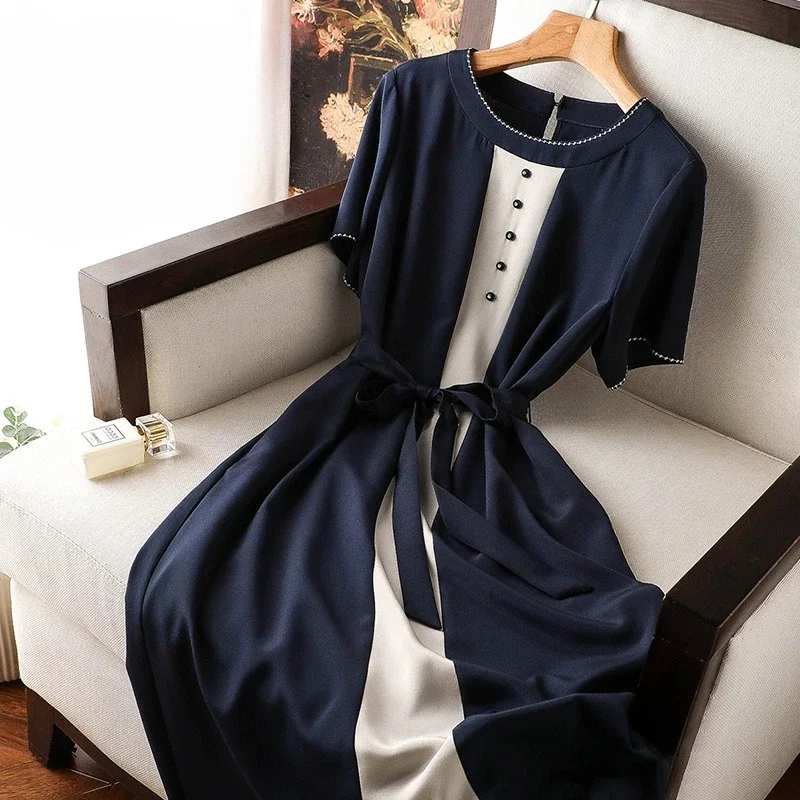 

Лоскутные женские платья, новинка, винтажная одежда с круглым вырезом, модное весенне-летнее облегающее женское платье с коротким рукавом YCMYUNYAN