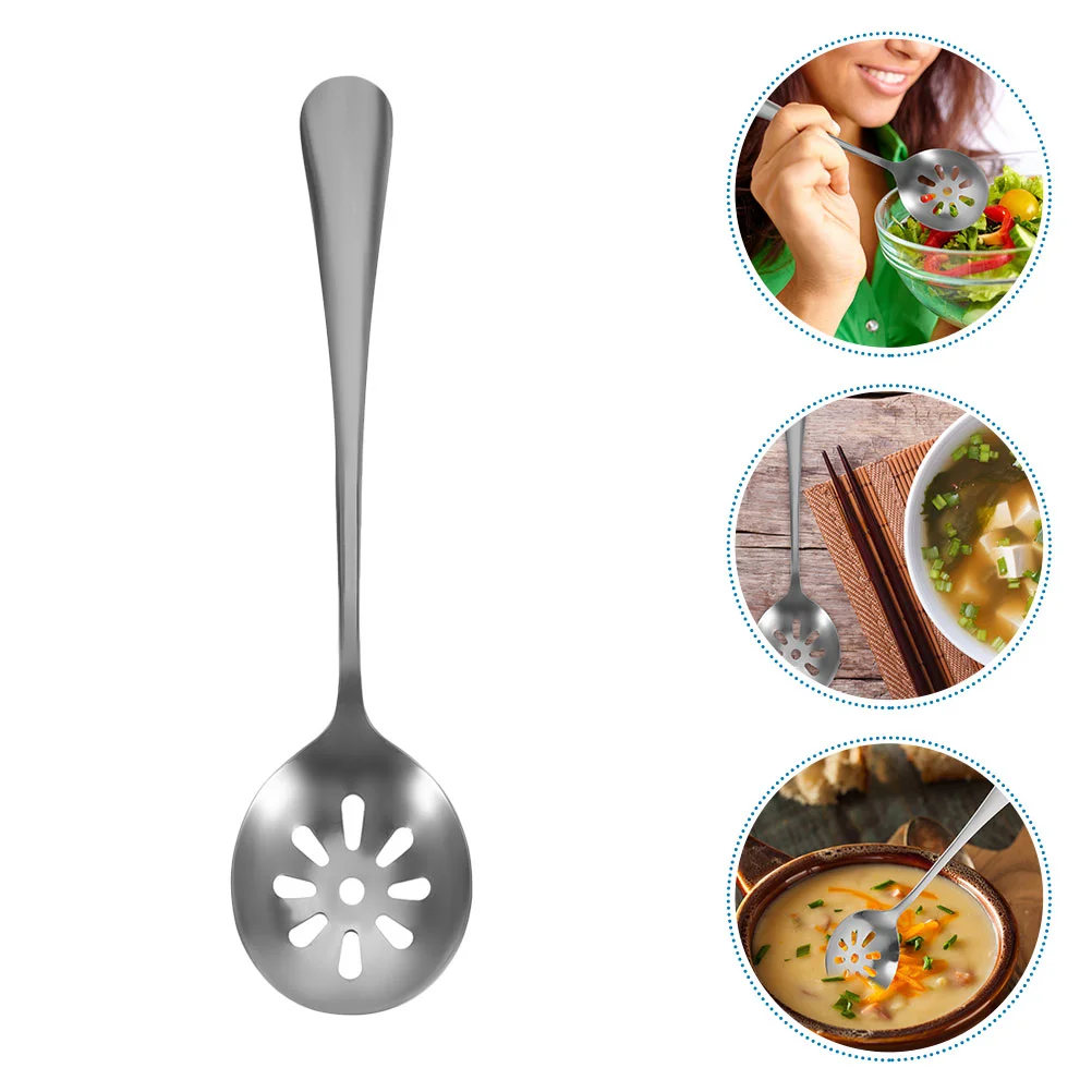 

Stainless Steel Spoon Slotted Spoons Dinner Colander Reusable Serving Small Utensils