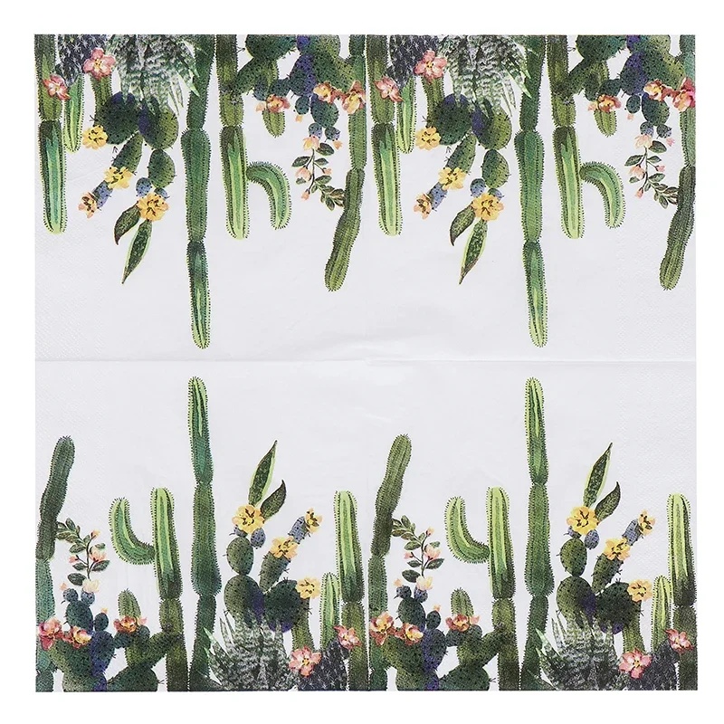 Cactus Colourful Printed Tissue Paper Birthday Festival Party Square Tissue Paper Lipstick Table Setting Placemat 20pcs/pa
