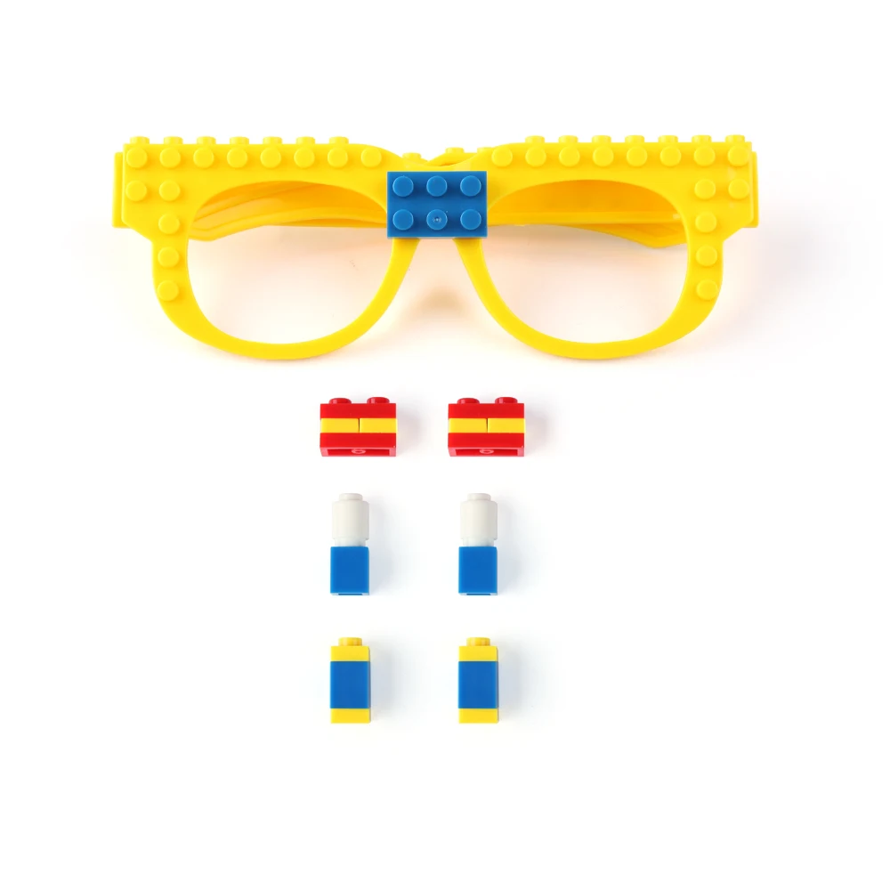 Hooqict 9 Pcs DIY Building Bricks Glasses Building Blocks Games For Kids Creative Building Block Birthday Party Favors Carnival Party Games Supplies