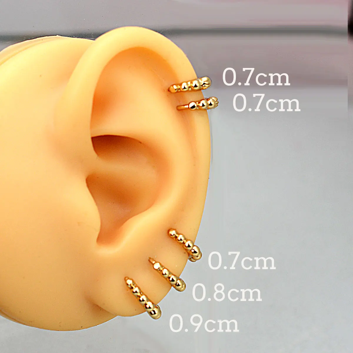 2PC 6/7/8/9mm Tiny Beaded Hoop Earrings For Women Punk Party Jewelry Trendy Gold/ Silver Color Metal Huggie Earrings Pendientes