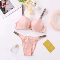 Ensemble de lingerie sexy pour femmes, respirant, doux, polyvalent, lingerie sexy en V, ensemble soutien-gorge et culotte push-up classique 2