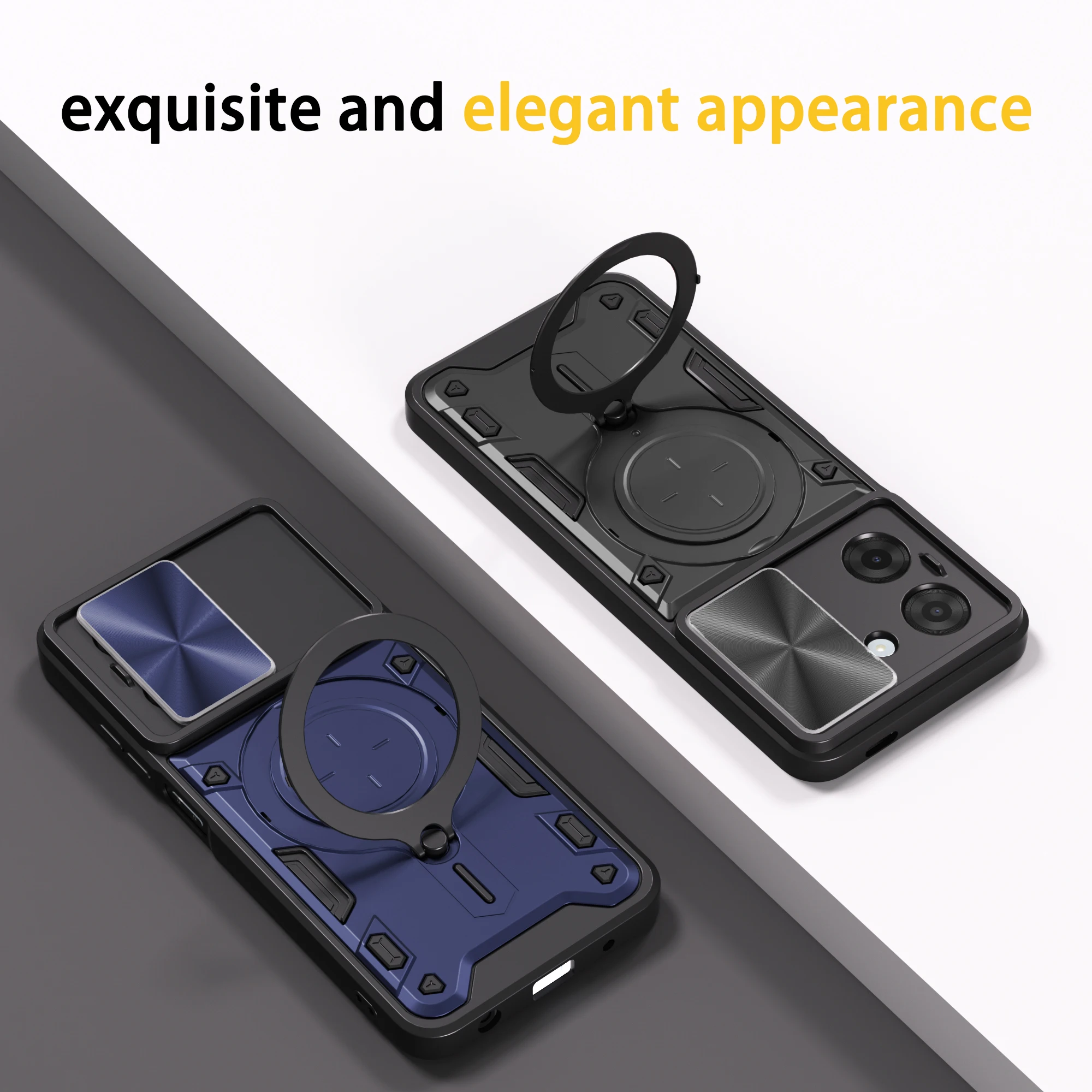 Premium Slide Camera Ring Stand Protective Case for Enhanced Durability and Style – Global Edition
