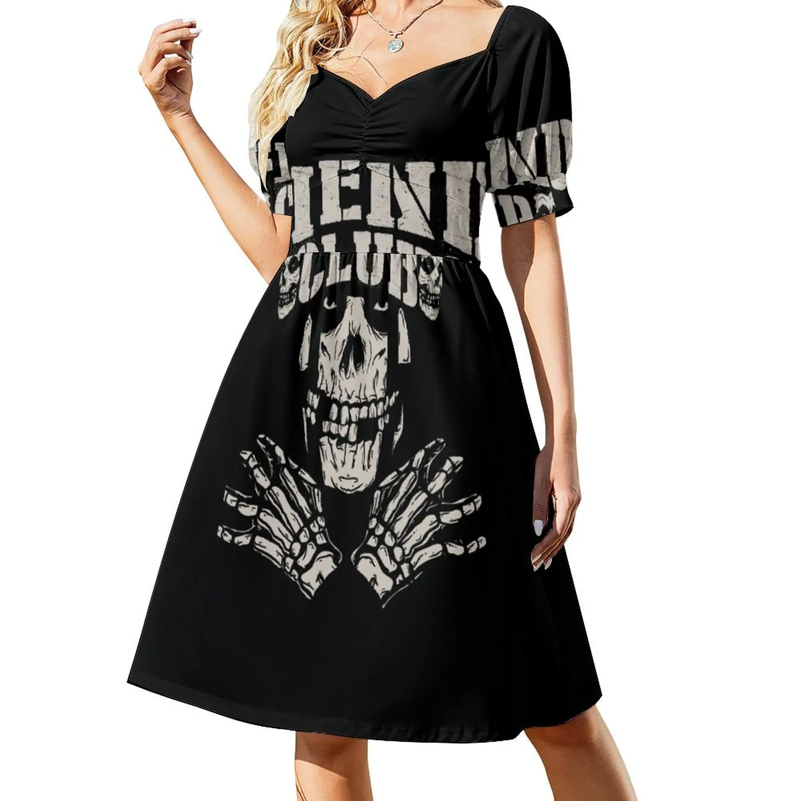 thumbnail image 1 of Vestido vintage de manga corta Vestido de noche para mujer Ropa estética Vestido vintage, 1 of 7