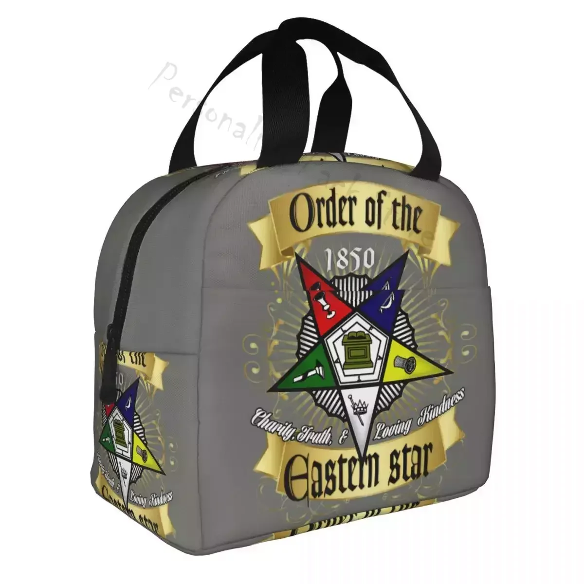 

Eastern Star Logo Freemason Insulated Lunch Bag for Work School Waterproof Thermal Cooler Lunch Box Women Children lunchbag