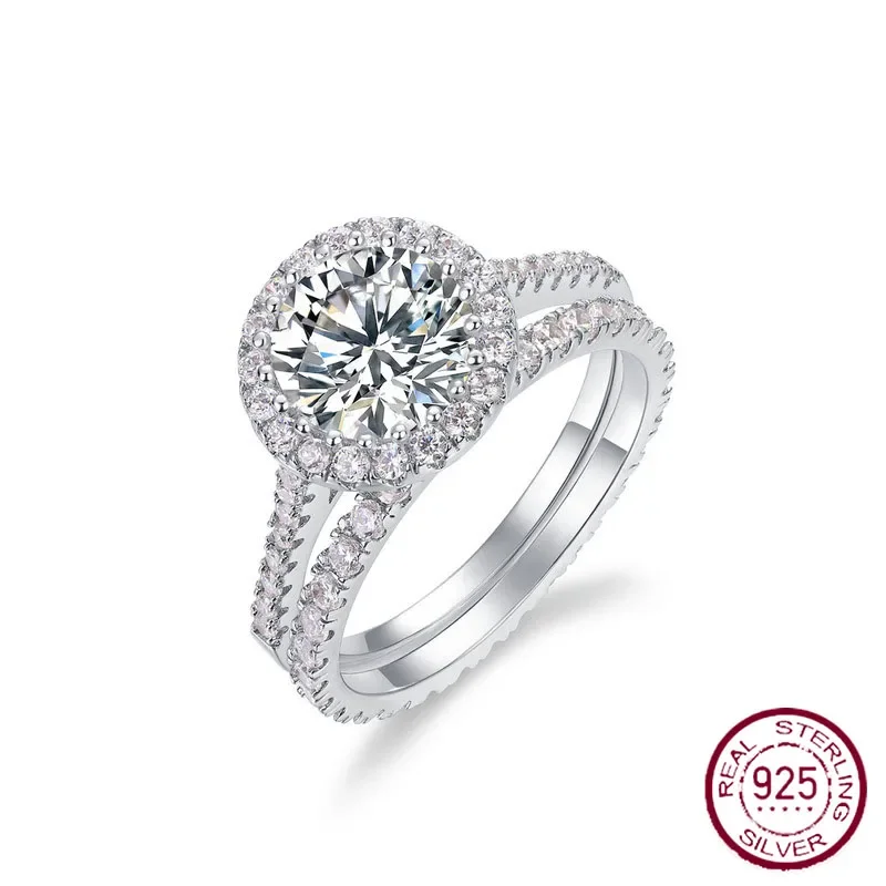 

Новинка, сияющее кольцо с камнем Mosang, серебро пробы, полный набор колец для пары Mosang, Европейская и американская мода