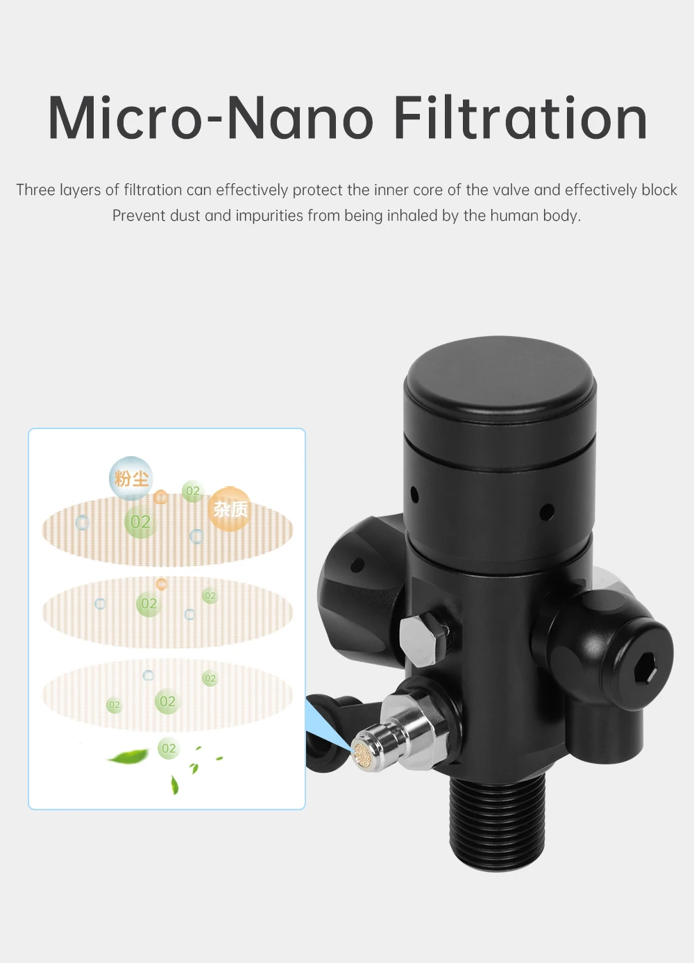 DIDEEP 1L Mini-Tauchflasche, 15-20 Min. Unterwasser-Tauchzeit, Einfach zu bedienen, Tragbare Tauchflasche mit 3000 PSI, Sommer-Outdoor-Tauchausrüstung zum Abkühlen und Entspannen – Detail 7