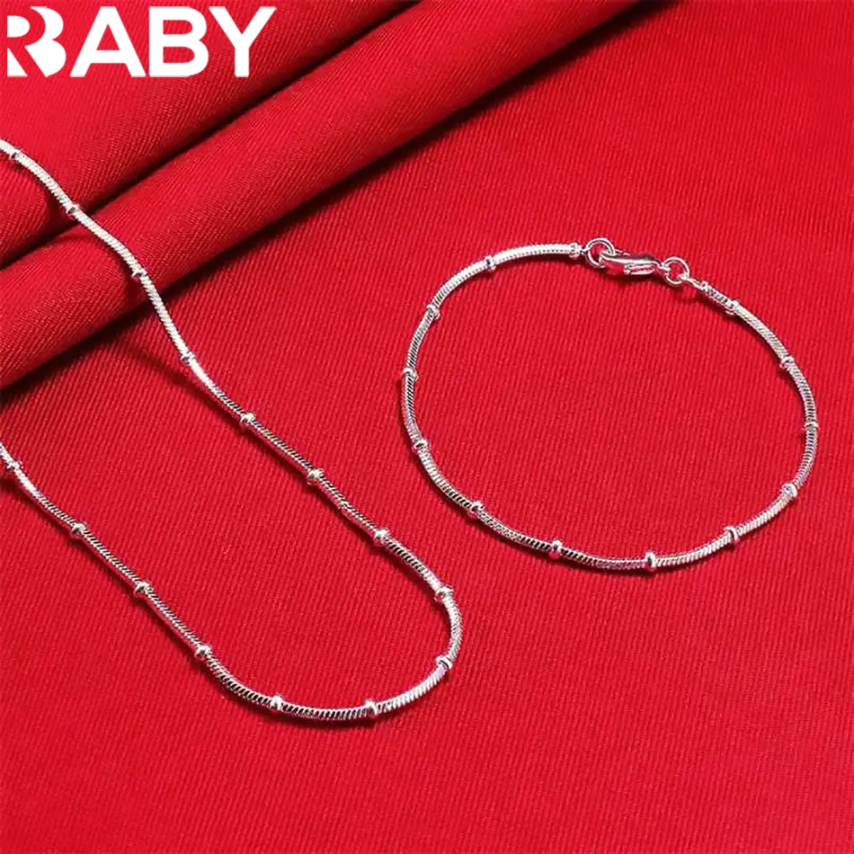 925 Sterling Silver Jewelry sets beads Snake bone chain bracelets neckalce Women Man Wedding Party Gifts