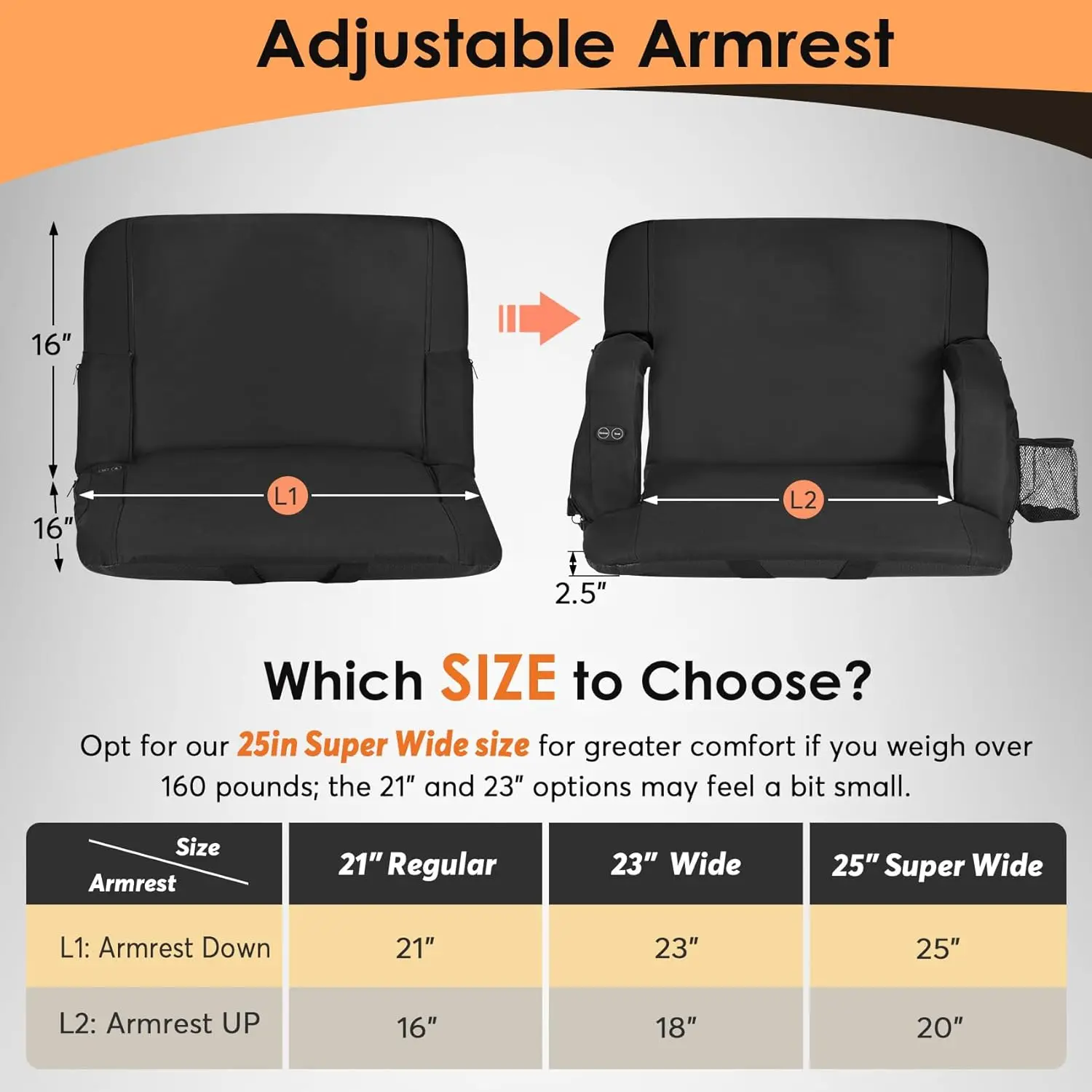 Stadium seat in use on bleachers