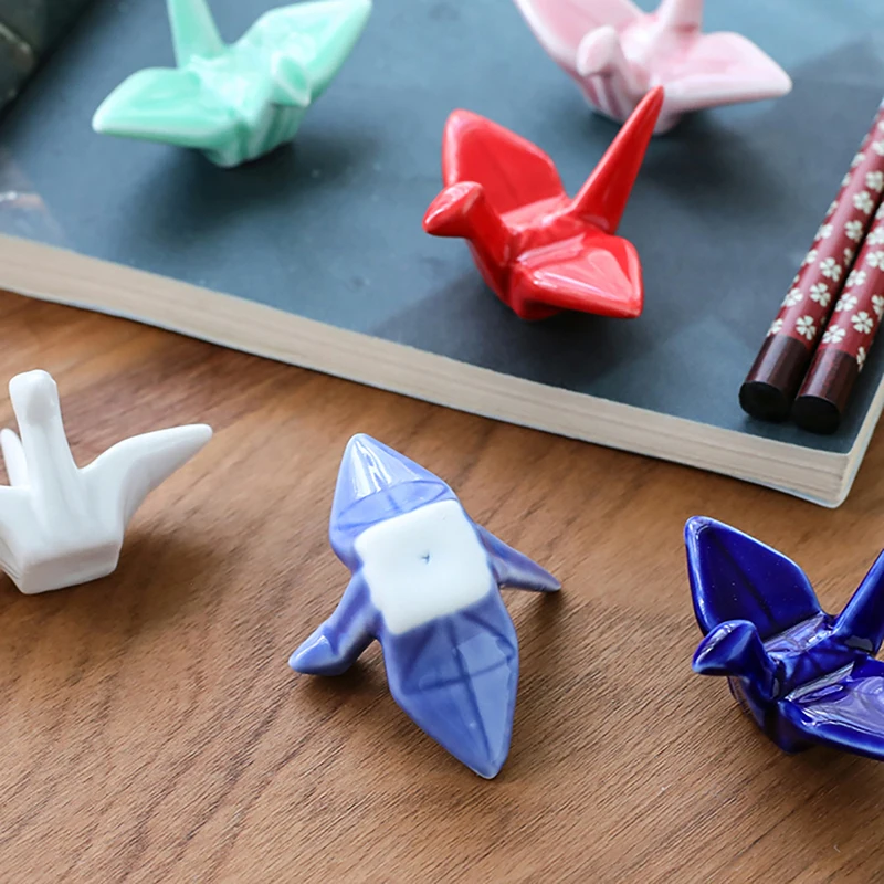 Ceramic Paper Crane Chopstick Rest Chopsticks Forks Spoon Holder Dinner Spoon Stand Home Decoration Ornament Housewarming Gift ceramic chopsticks holder