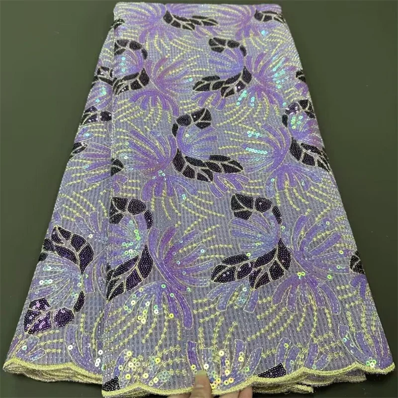 

Фиолетовая африканская сетчатая кружевная ткань с блестками, нигерийская молочная шелковая кружевная ткань, французская Тюлевая кружевная ткань для свадебной вечеринки, зеленая
