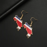 EUEAVAN Drip Oil Costa Rica Map Earrings For Women Stainless Steel Costa Rica Flag Pendant Charm Fashion Party Jewelry Gifts 2