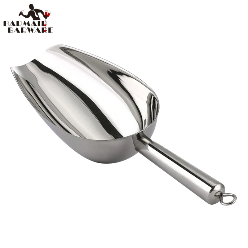10oz Polish 304 Stainless Steel Ice Scoop Kitchen Food Candy Scoop  Ice Scoop Food Flour For Bar Commercial Kitchen Tools