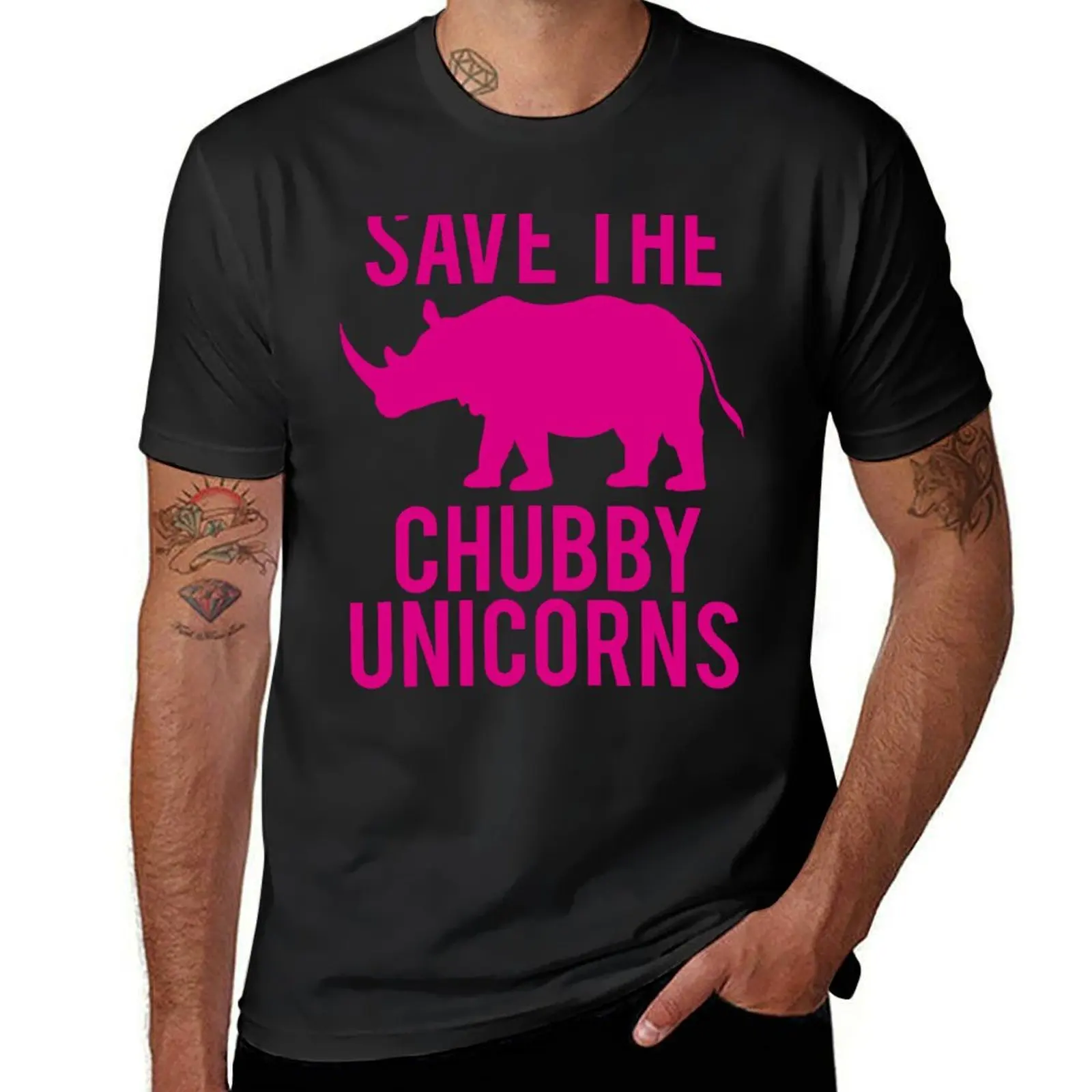 

SAVE THE CHUBBY UNICORNS T-Shirt summer top plus size tops customs customizeds Men's t-shirt