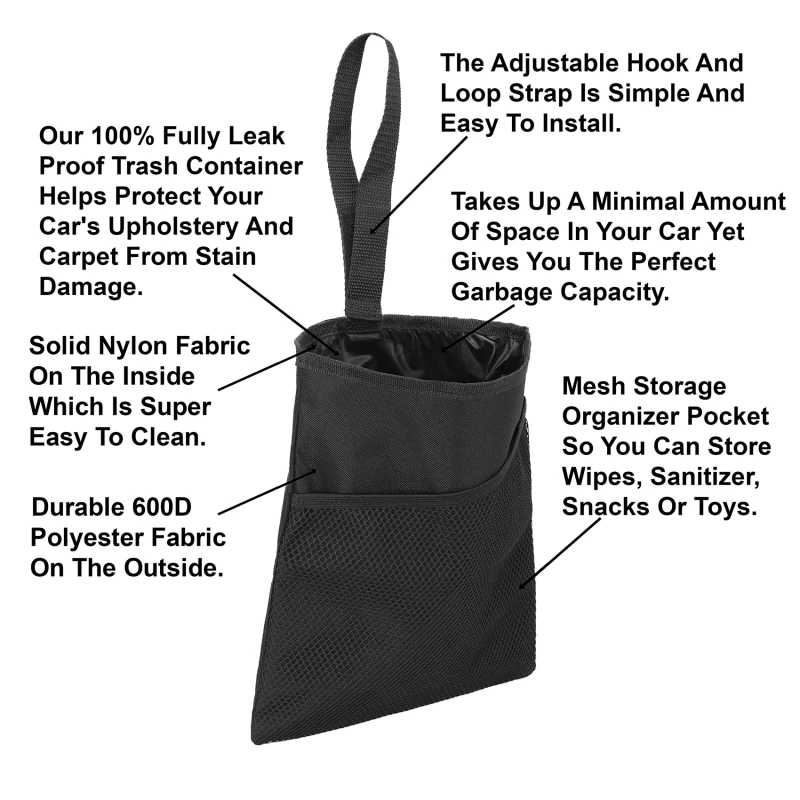 Car Dustbin Garbage Bag Dust Seat Back Storage Rubbish Bin Box Sundries Holder Organizer Pocket Bags Trash Can Car Accessories Car trash can