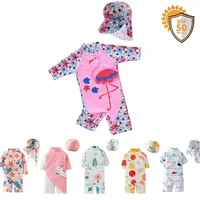 Baby Girls Swimsuit Long Sleeves One Piece Swimwear for Kids Toddler Cartoon UPF50+ Rash Guards Infant Bathing Suit 1