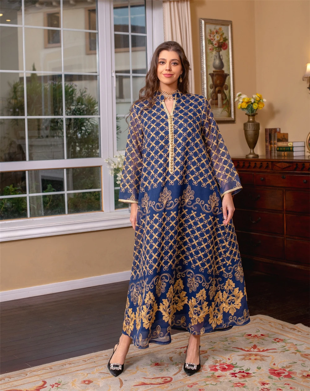 MD Elegant Dress Women For Wedding Party Long Sleeve Abaya Muslim Fashion Boubou Dubai Turkey Lady Islamic Clothing Kaftan Robe