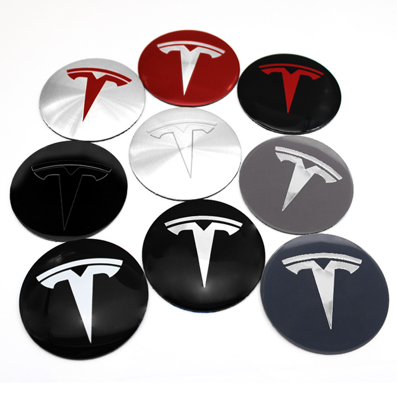 56mm Car Emblem Wheel Hub Center Cap Stickers For Tesla Model S Model3 2024 Model Y X Tire Center Cover Badge Decal Accessories