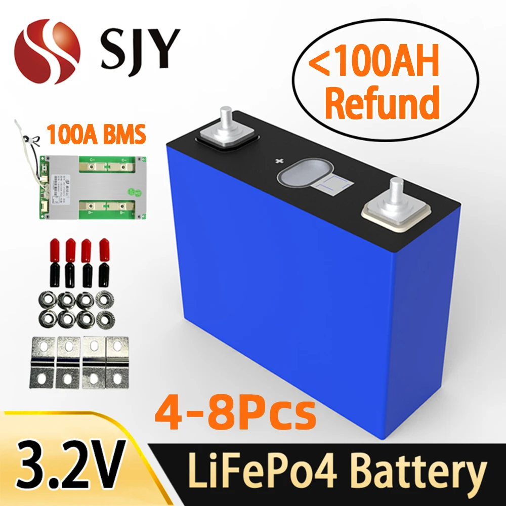 

LiFePO4 Battery 3.2V 100Ah 102Ah 5000 Cycles Grade A LFP Prismatic Lithium Cell for DIY RV Solar Battery Pack