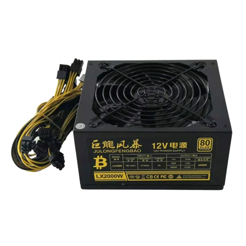 

Computer for Case Power Supply 2000W PSU Power Supply Support 8 Graphics Card