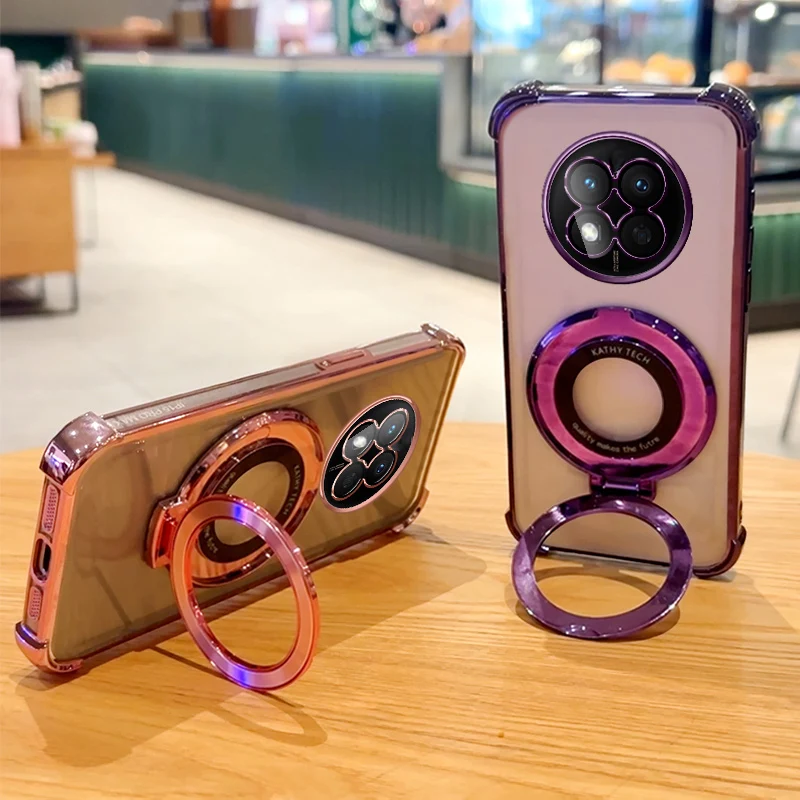 Shockproof Plating Soft Silicone Phone Case with Smart Magnetic Holder