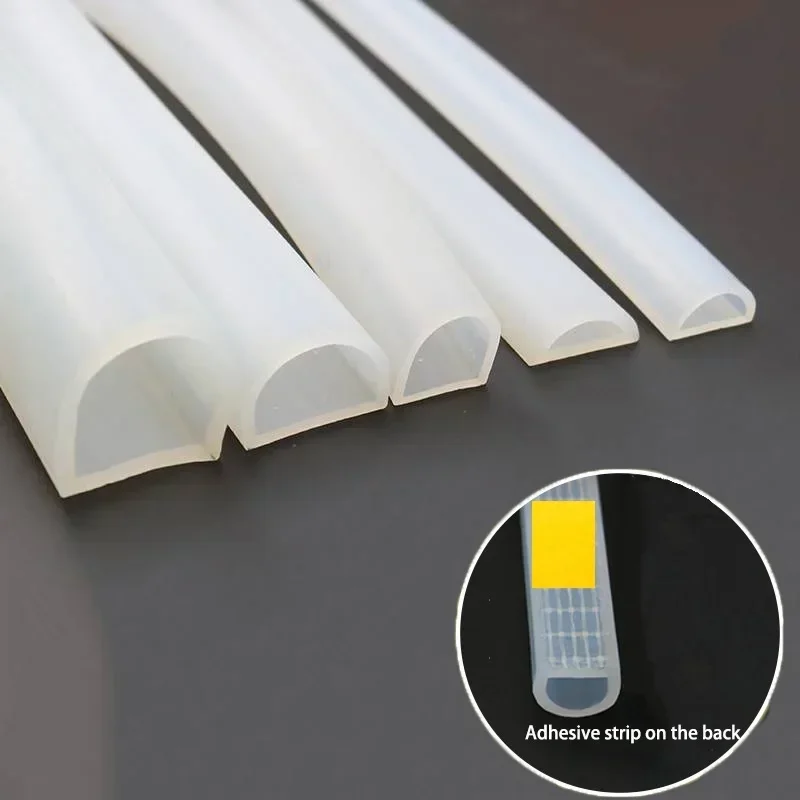 1/2/5/10Meter D Shape Silicone Rubber Sealing Strip Semi Circle Hollow High Temperature Self Adhesive Strip
