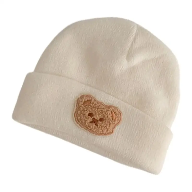 Baby Hat Autumn Winter Cartoon Knitted Warm Bonnet Caps Solid Color Breathable