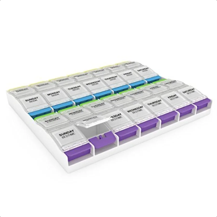 Ezy Dose Weekly Pill Organizer Large Push Button