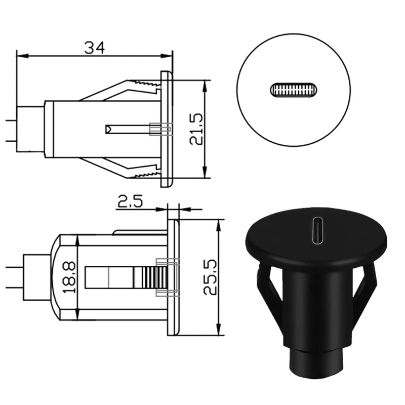 USB3.0 Type-C 3.1 수-암 연장 케이블 코드 자동차 대시보드 패널 마운트 83XB