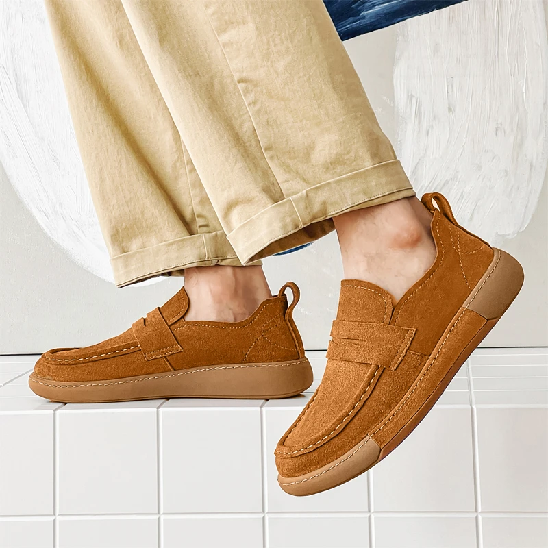 

Brand Spring Summer Hot Sell Moccasins Men Suede Loafers High Quality Genuine Leather Shoes Men Flats Lightweight Driving Shoes