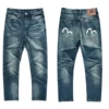 Japanese Handmade Embroidered Jeans Men's Pure Cotton Straight Tube Hip-Hop Popular Slim Red Ears Show Thin Trousers Devil Big M 4