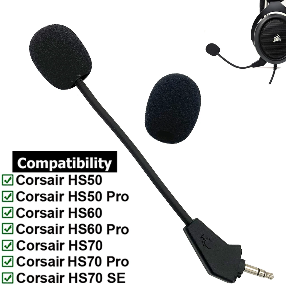 

Gold-Plated Replacement Aux 3.5mm Game Mic Microphone Boom Foam for Corsair HS50 HS60 HS70 Pro SE Gaming Headsets Headphones