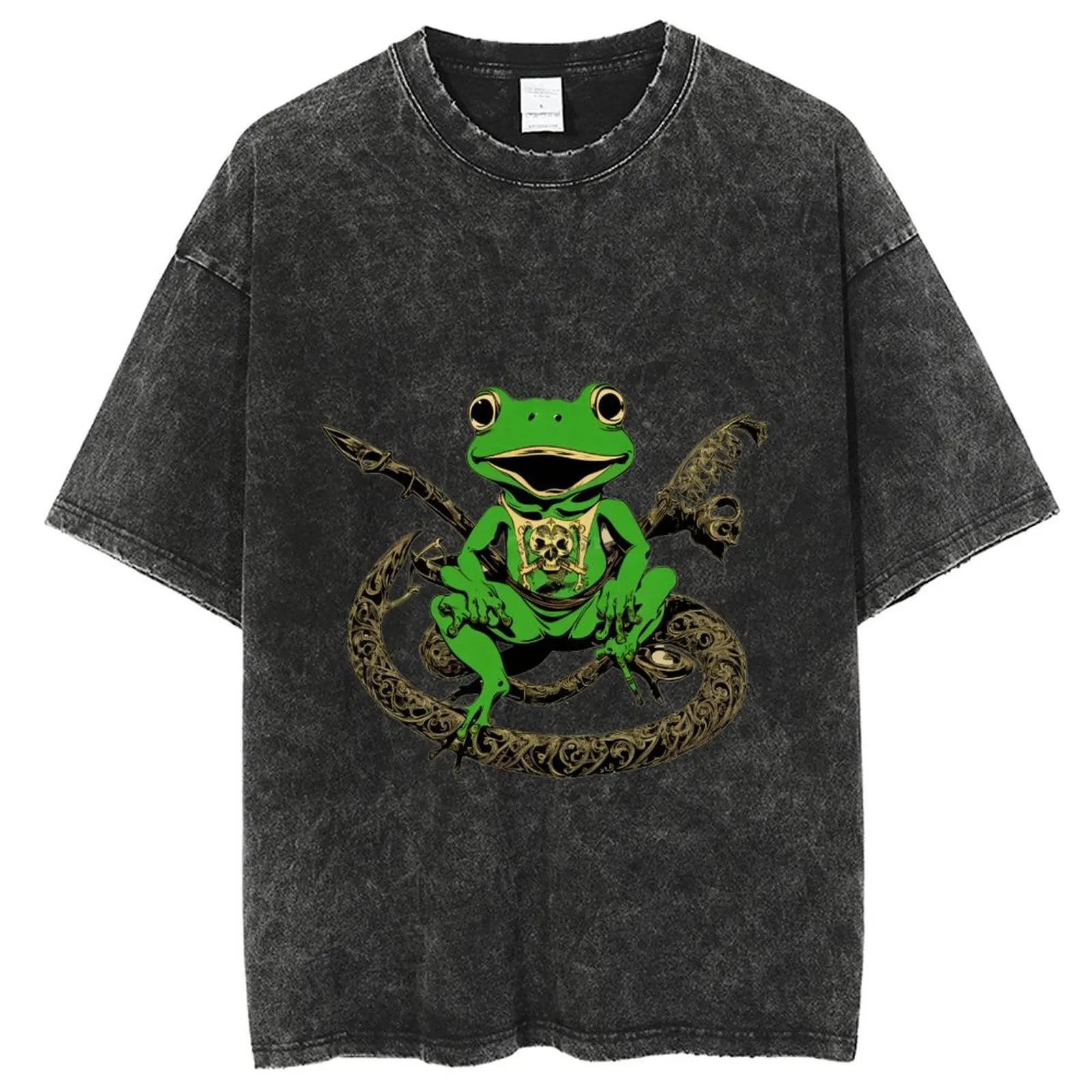 

Hot Anime Graphic T-shirt Creative Design Vintage Washed Tshirt Men Oversized Hip Hop Streetwear Summer Harajuku Tops Cotton Tee
