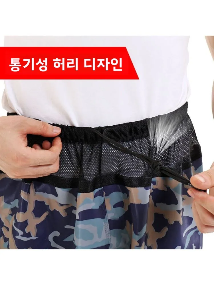 두꺼운 웨이딩 팬츠 남성용 하프 바디 오버올 낚시복 방수 레인부츠 계류 낚시 바다 낚시 장비 반팔