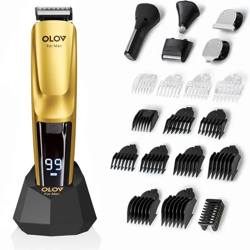 OLOV Beard/Hair Trimmer for Men All-in-One Mens Grooming Kit for Beard, Nose, face, Cordless Hair Clippers Electric Razor