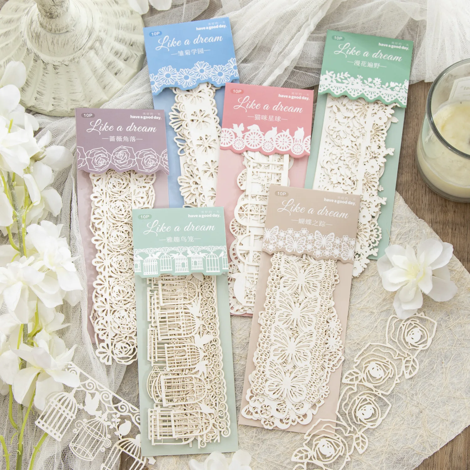 

10pcs/lot Memo Pads Material Paper Cutout Lace Junk Journal Scrapbooking paper Cards Background Decoration Paper stationery
