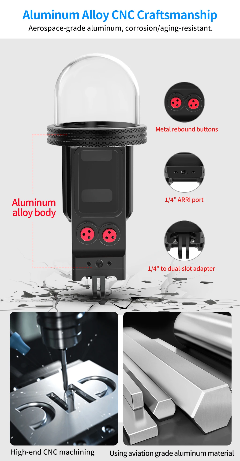 Für DJI Osmo Pocket 3 Wasserdichtes Gehäuse 80 m Aluminium Magnetische Schnellverschluss-Halterung Kamera Schutzgehäuse Unterwasser-Tauchset – Detail 19
