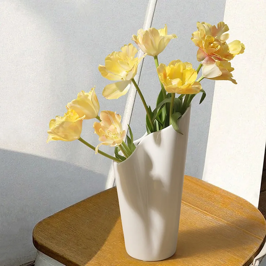 

Оригинальное украшение вазы, элегантная Современная Белая уникальная керамическая ваза, орнамент, минималистичный дизайн, нордический стиль, цветы, домашний декор