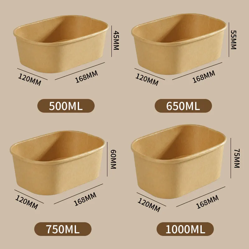 Disposable Lunch Box 25pcs/set Kraft Paper Square Lunch Box Fast Food Packing Boxes Paper Bowls With Lid Household Bento Boxes