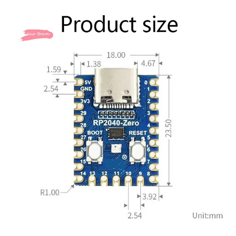 Y-RP2040-Pi 제로 개발 보드 16MB 플래시 Type-C GPIO 미니 HDMI 호환 포트 라즈베리 파이 RP2040 피코 기반 TF 슬롯