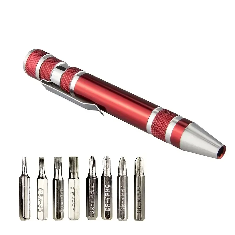8-in-1 Aluminum Alloy Screwdriver Pen Changeable Bits