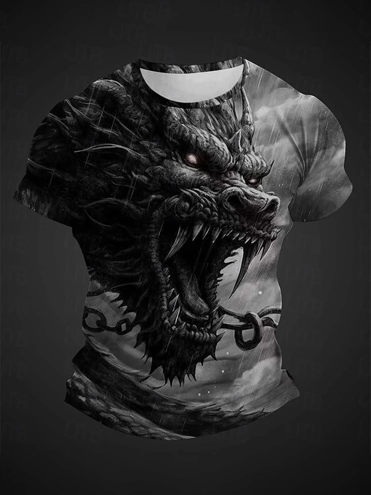 Dragon Dog Motif Dress Shirt